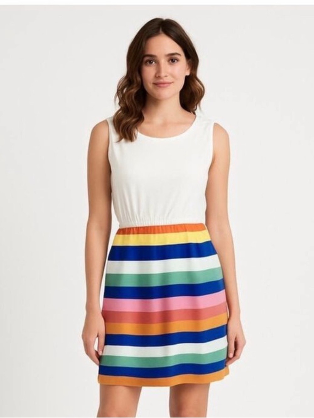 Jude Connally Striped Colorblock Dress Sleveless Small Designer Stretch Beach